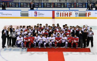 Peace and Sport’s #WhiteCard campaign brings North and South Korean athletes together at IIHF Women’s World Ice Hockey Championship in PyeongChang