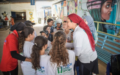 Peace and Sport, Champion for Peace Aya Medany and a delegation of FITEQ hosted training sessions for young refugees in Zaatari camp